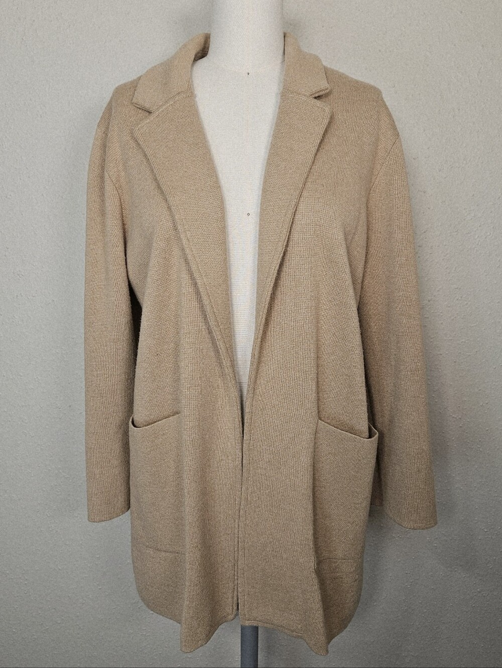 J. Crew Sophie Open Front Sweater Blazer Camel Merino Wool Small - Picture 2 of 11